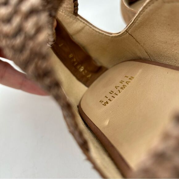 Stuart Weitzman Womans Bounceraf Braided Sandals 7 shoes brown strappy flats - Picture 2 of 14